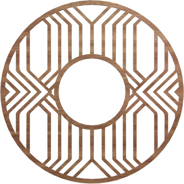 Ekena Millwork Empire Wood Fretwork Pierced Ceiling Medallion, Walnut, 26"OD x 9 1/2"ID x 3/8"T CMWP26X26X0375EPWA - main